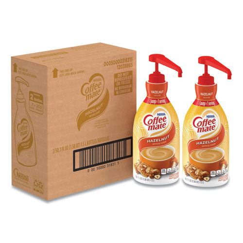 Coffee Mate 12039865 Liquid Coffee Creamer, Hazelnut, 1.5 Liter Pump Bottle, 2/carton