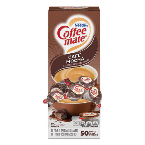 Coffee Mate 11002807 Liquid Coffee Creamer, Cafe Mocha, 0.38 Oz Mini Cups, 50/box