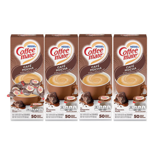 Coffee Mate 11002807 Liquid Coffee Creamer, Cafe Mocha, 0.38 Oz Mini Cups, 50/box, 4 Boxes/carton, 200 Total/carton