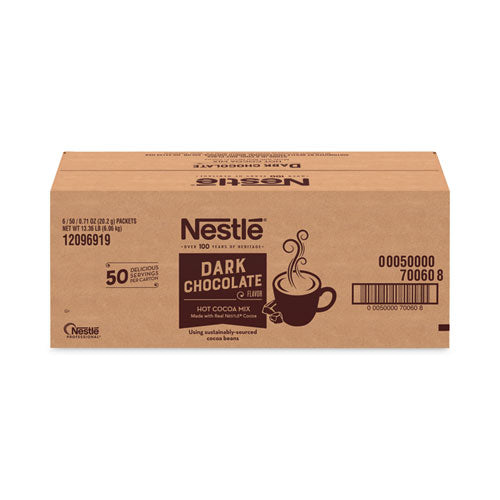 Nestlé 12096919 Hot Cocoa Mix, Dark Chocolate, 0.71 Packets, 50 Packets/Box, 6 Boxes/Carton