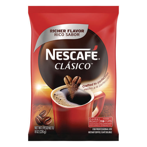 Nescaf 00028000709488 Clasico Dark Roast Instant Coffee, 8 oz Pouch
