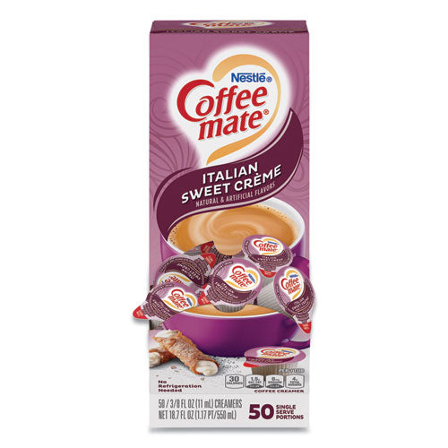 Coffee Mate 12220663 Liquid Coffee Creamer, Italian Sweet Creme, 0.38 Oz Mini Cups, 50/box