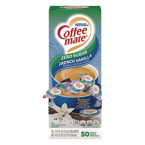 Coffee Mate 12183747 Liquid Coffee Creamer, Sugar Free French Vanilla, 0.38 oz Mini Cups, 50/Box