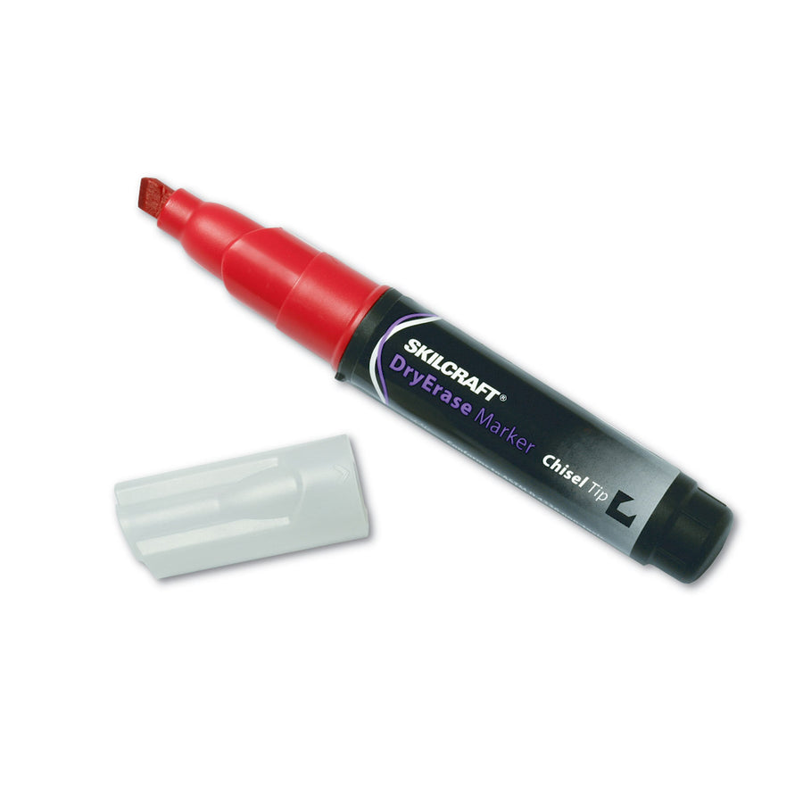 Abilityone 7520015105661 7520015105661 Skilcraft Dry Erase Marker, Broad Chisel Tip, Red, Dozen